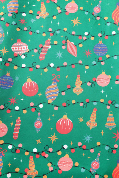 Close up view of Christmas Tree Green Midi Dress