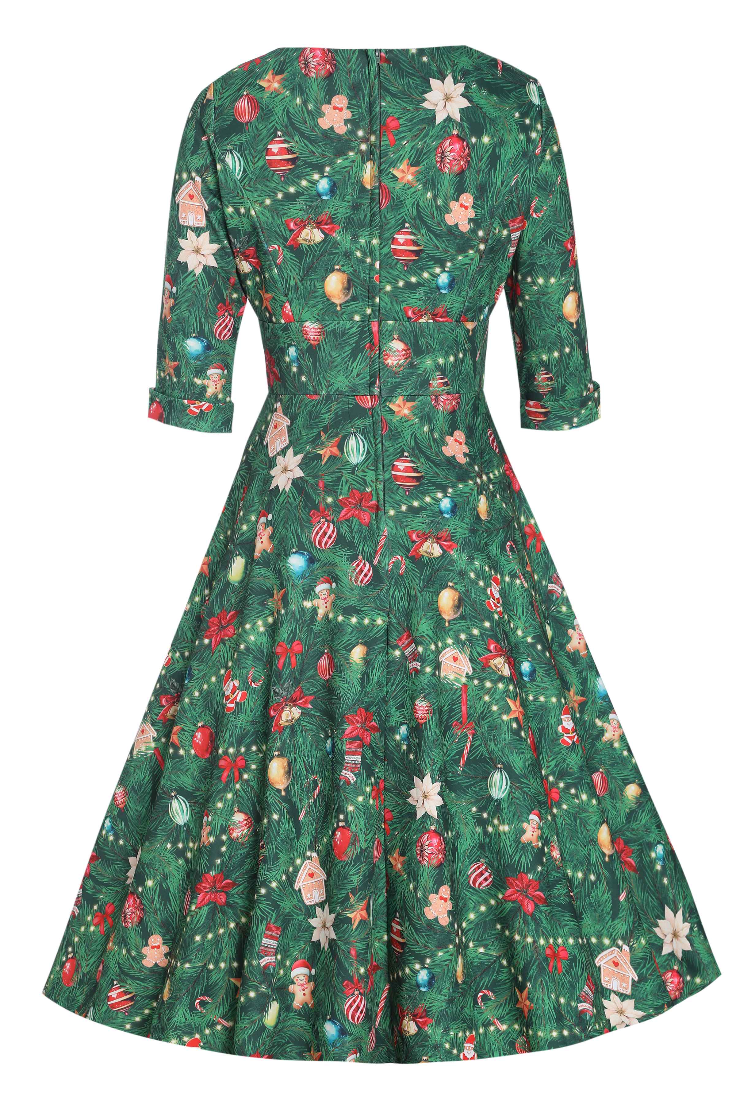 Scarlette Christmas Tree Long Sleeved Midi Dress
