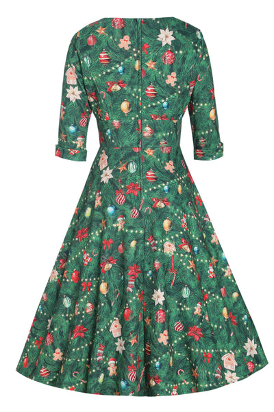 Back view of Christmas Tree Long Sleeved Dress