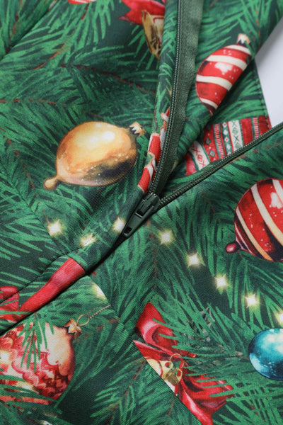 Close up view of Christmas Tree Long Sleeved Dress