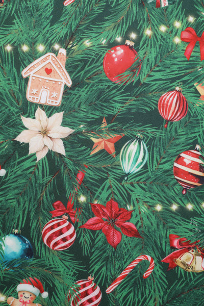 Close up view of Christmas Tree Long Sleeved Dress