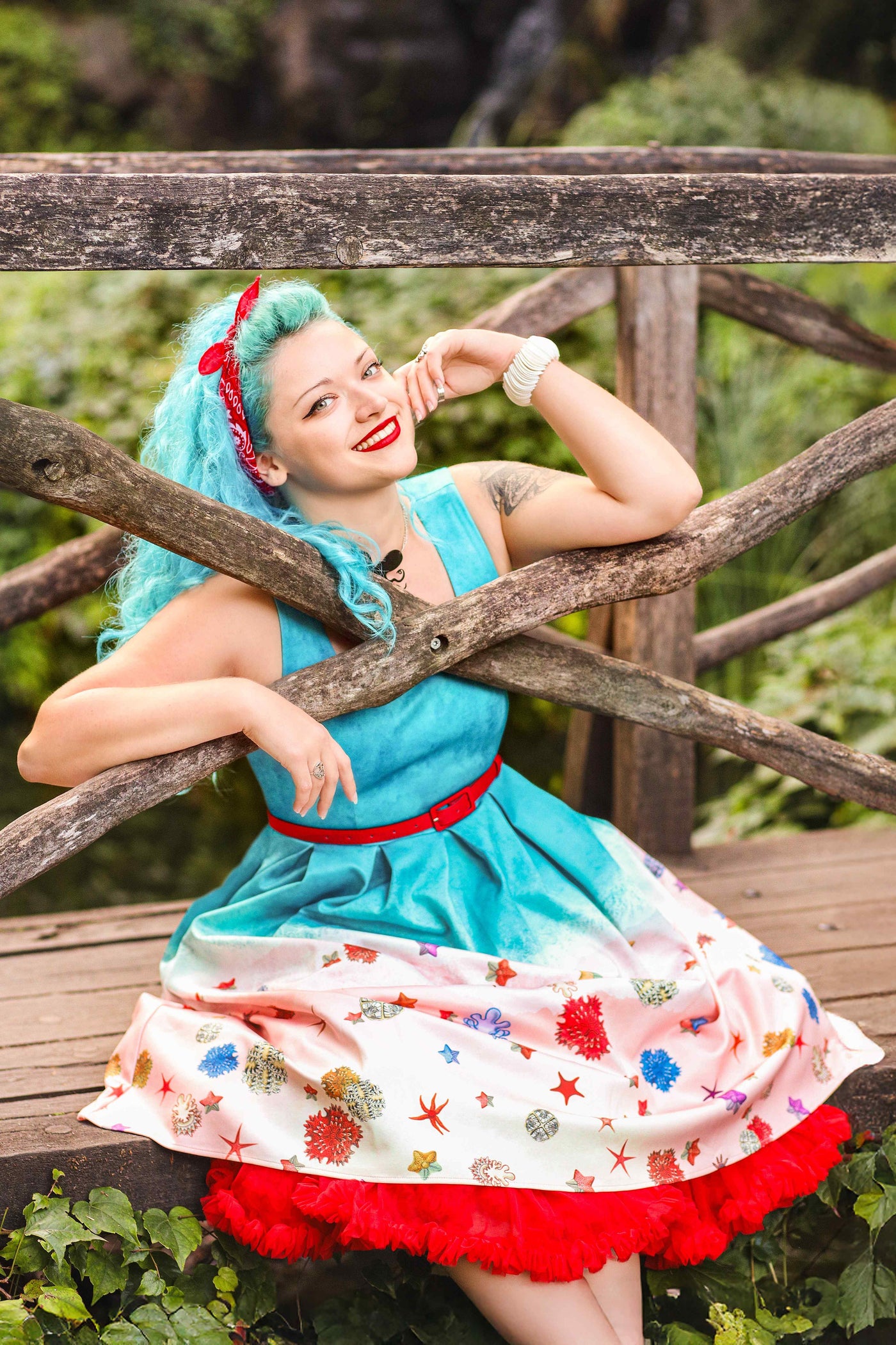 A lovely model wearing Coastal Crush Swing Dress