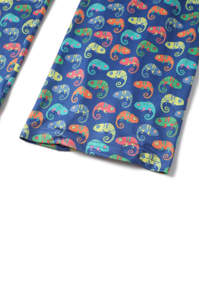 Close up view of Colourful Chameleon Jumpsuit In Blue
