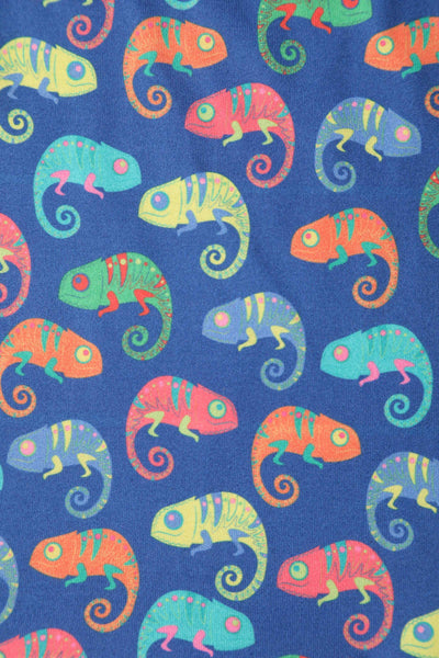 Close up view of Colourful Chameleon Jumpsuit In Blue