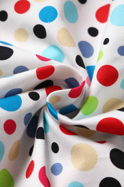 Close up view of Colourful Polka Dot Off Shoulder Dress