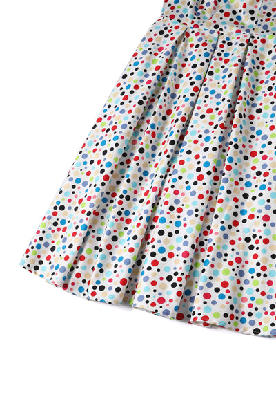 Close up view of Colourful Polka Dot Off Shoulder Dress