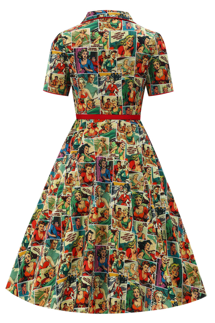 Fit And Flare Shirt Dress GownTown Women's Vintage Fit & Flare Shirt Dress   Cocktail Dress With Side Pockets, Knee-Length Wedding Guest Dress