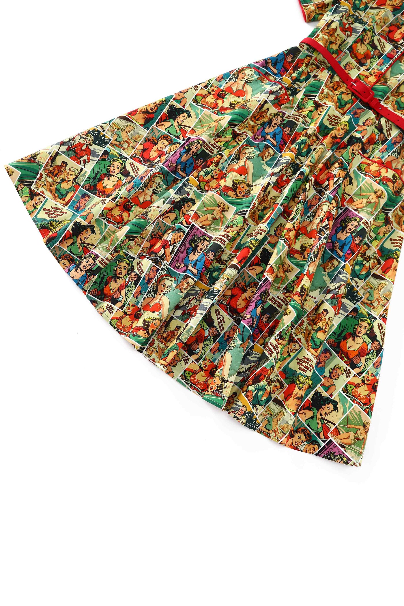Close up view of Comic Book Midi Shirt Dress