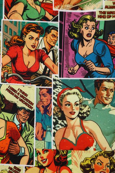 Close up view of Comic Book Midi Shirt Dress