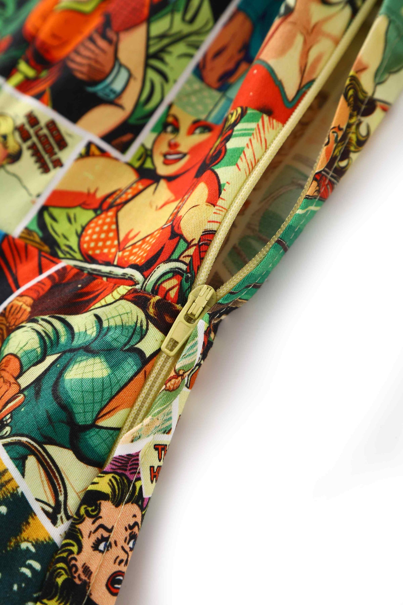 Close up view of Comic Book Midi Shirt Dress