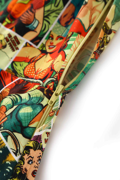 Close up view of Comic Book Midi Shirt Dress