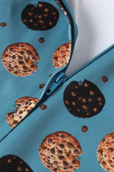 Close up View of Cookie Blue Long Sleeved Dress