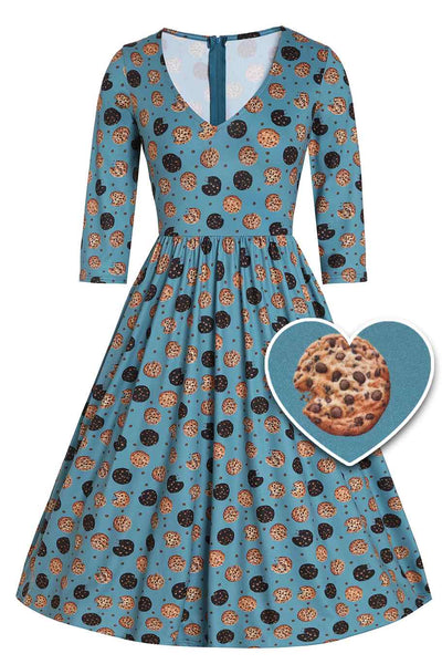Front view of Cookie Blue Long Sleeved Dress