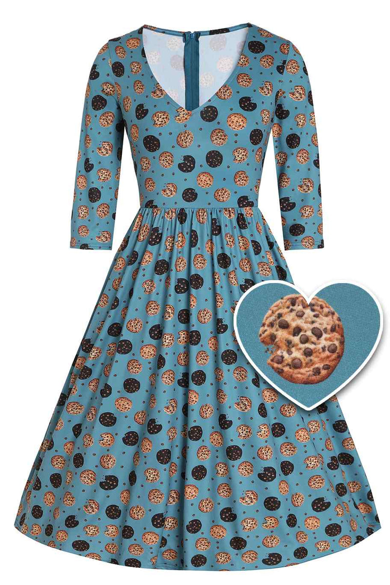 Front view of Cookie Blue Long Sleeved Dress