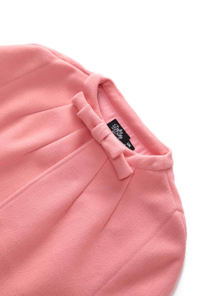 Close up view of Coral Pink Cape Jacket