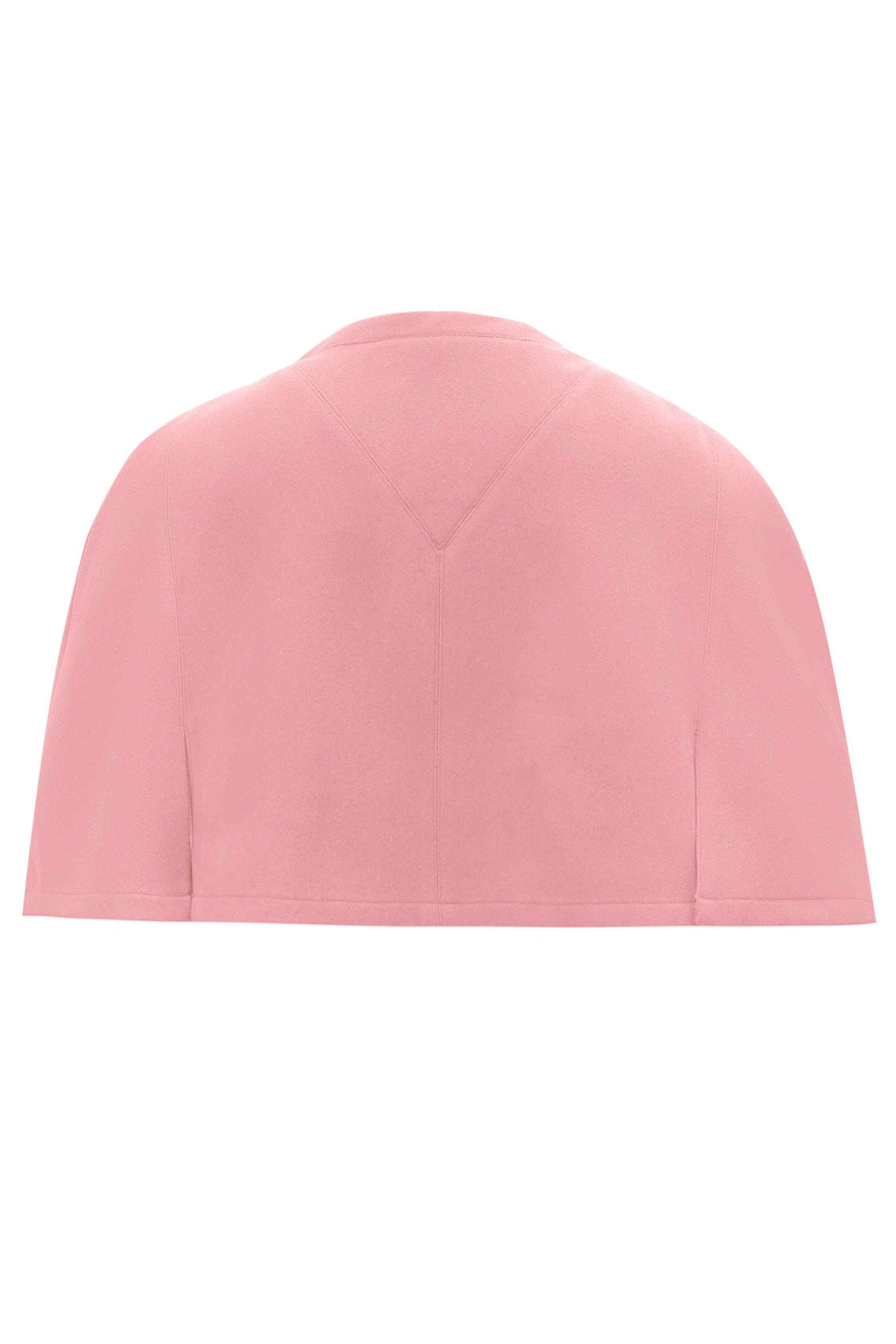 Back view of a Sabrina Coral Pink Cape Jacket