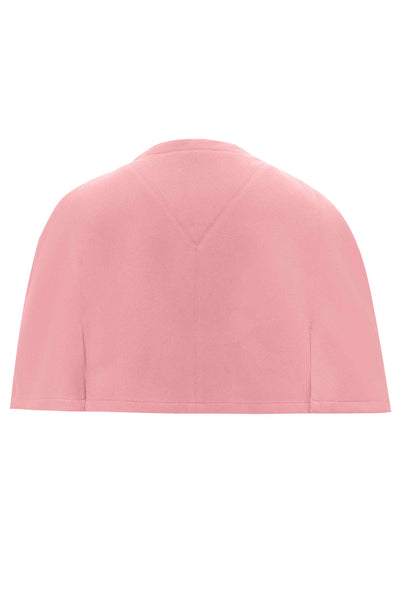 Back view of a Sabrina Coral Pink Cape Jacket