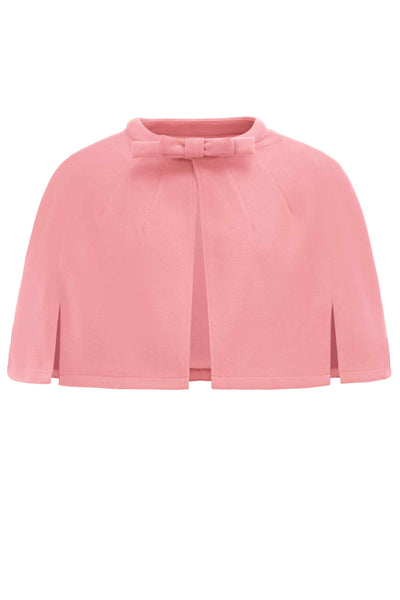 Front view of a Sabrina Coral Pink Cape Jacket