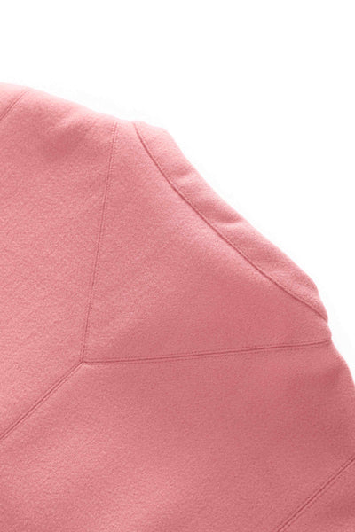 Close up view of a Sabrina Coral Pink Cape Jacket