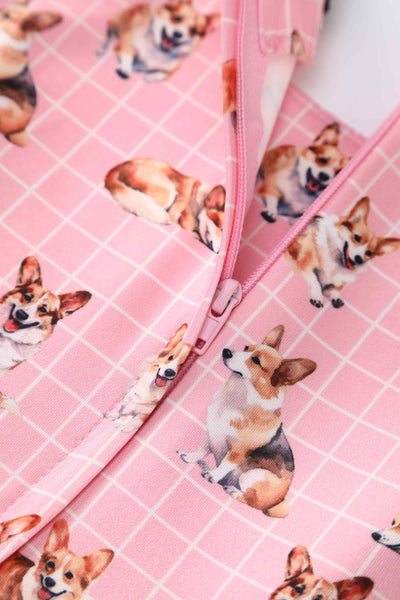Close up view of Corgi Pink Swing Dress