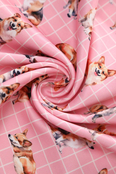 Close up view of Corgi Pink Swing Dress