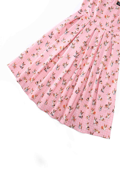Close up view of Corgi Pink Swing Dress