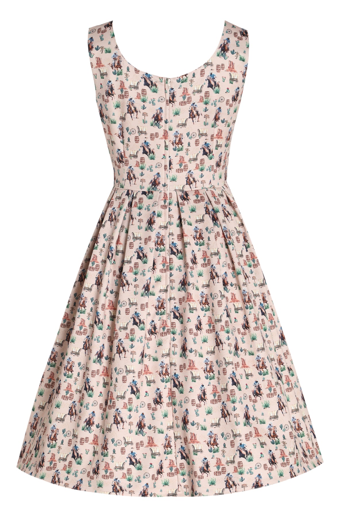 Back view of Cowboy Beige Flared Dress