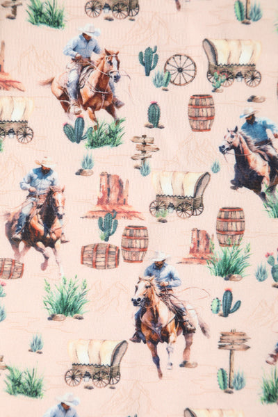 Close up view of Cowboy Beige Flared Dress