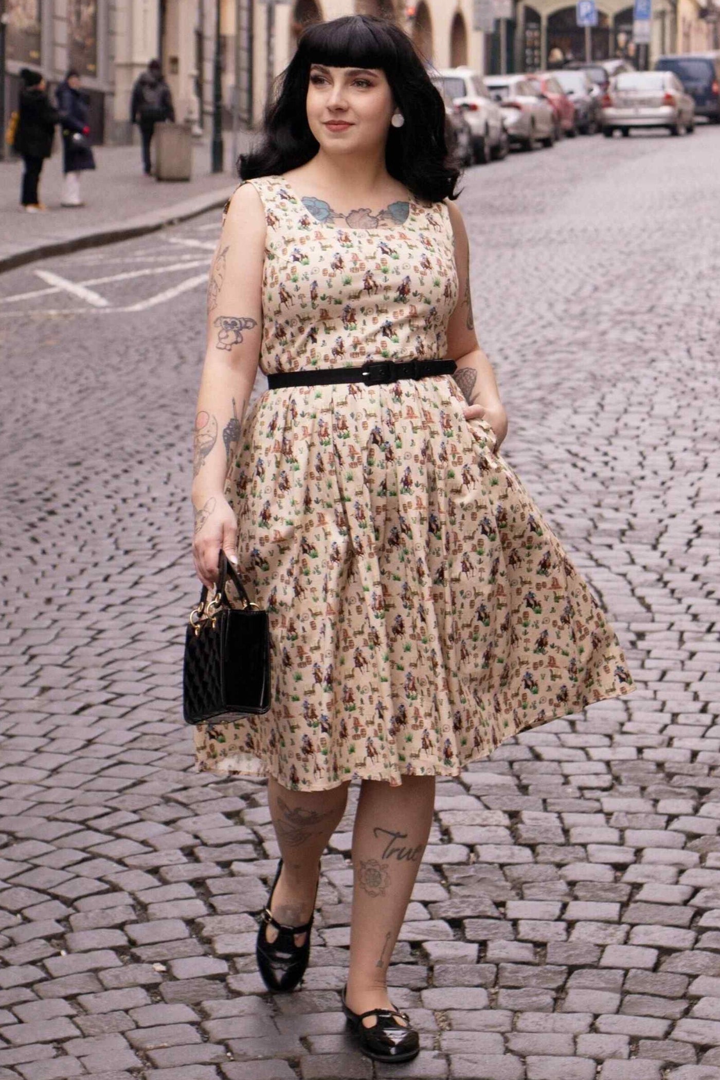 Cowboy Beige Flared Dress