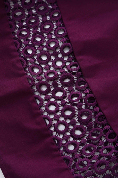 Close up view of Crochet Lace Formal Dress In Purple