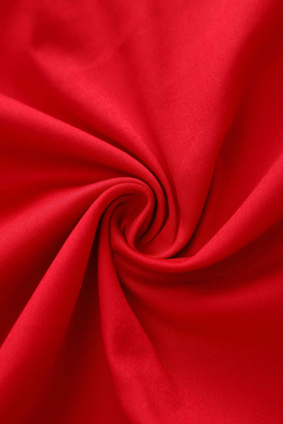 Close up  view of Crochet Lace Formal Dress In Red