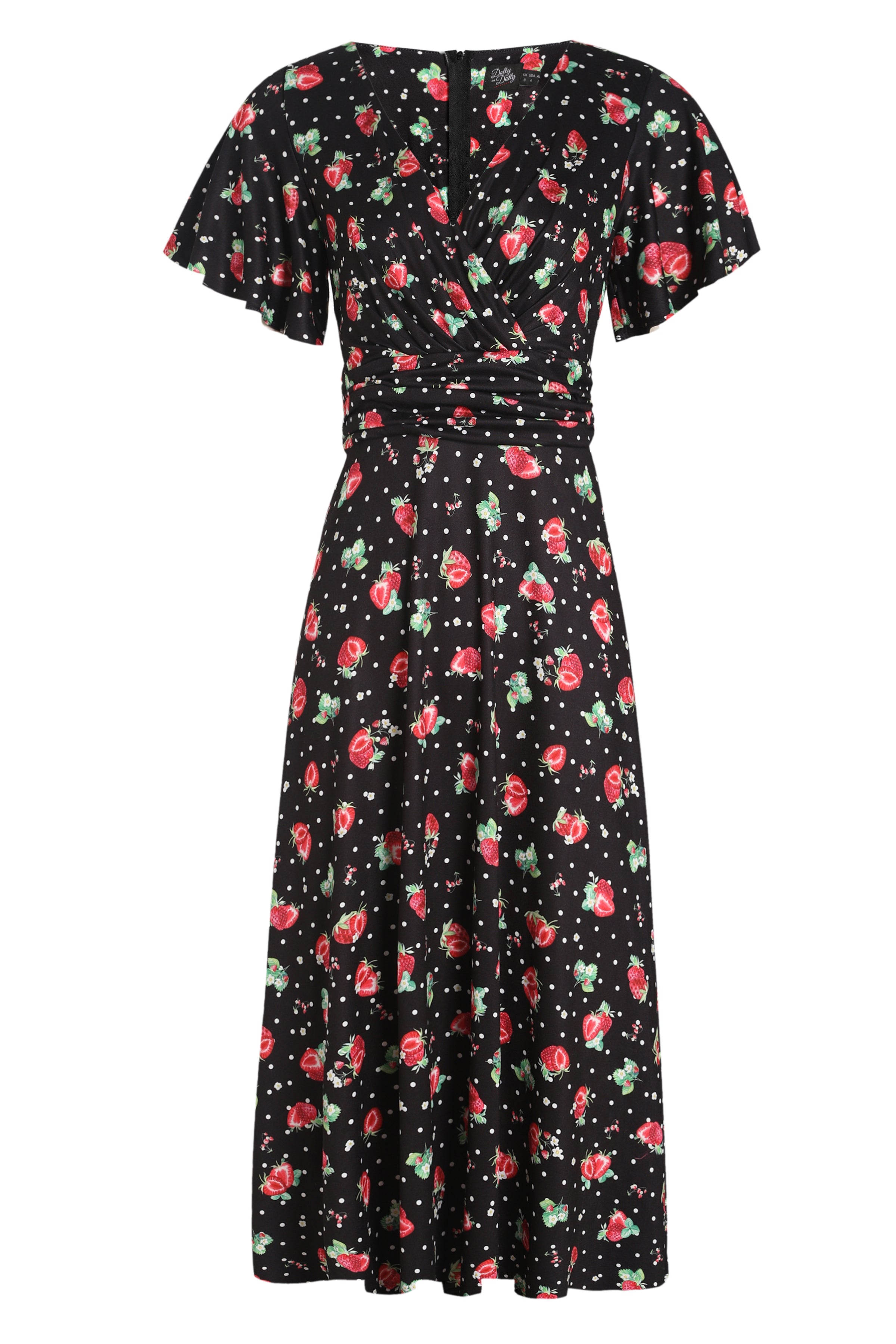 strawberry midi dress black Donna Crossover Bust Black Strawberry Dress