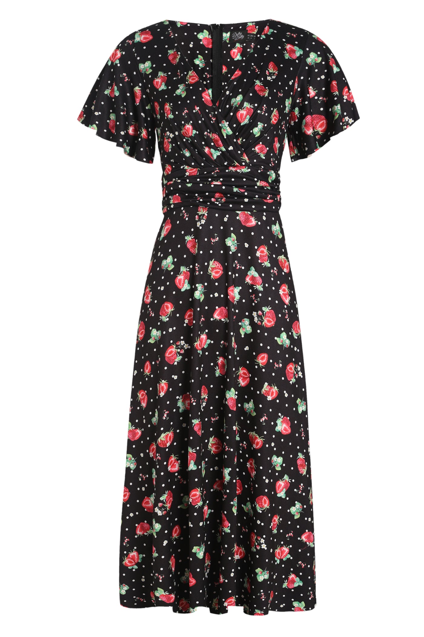 Crossover Bust Black Strawberry Dress