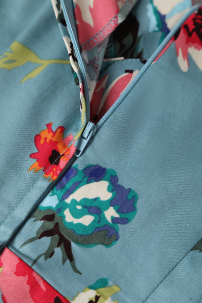 Crossover Bust Blue Floral Dress