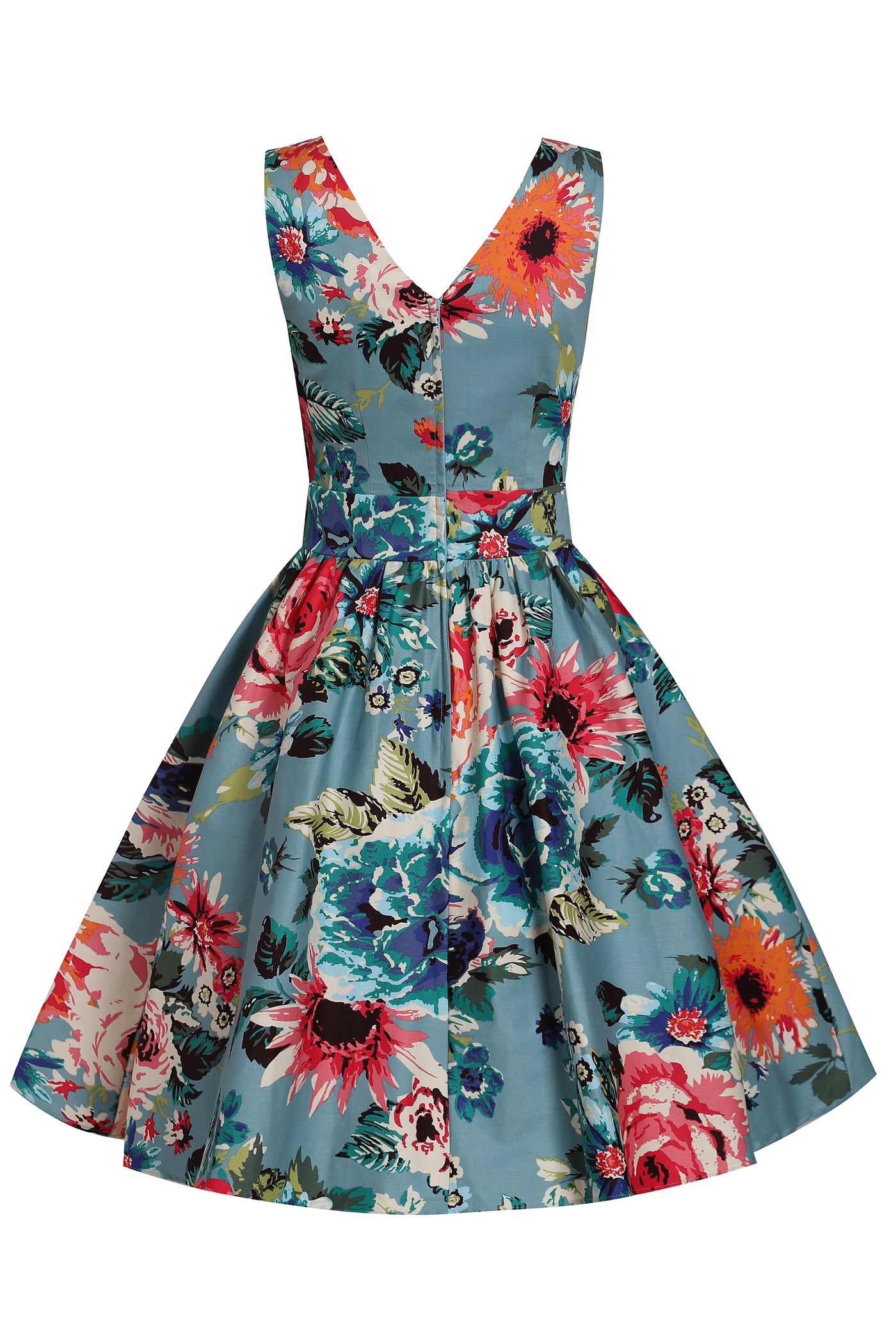 Crossover Bust Blue Floral Dress
