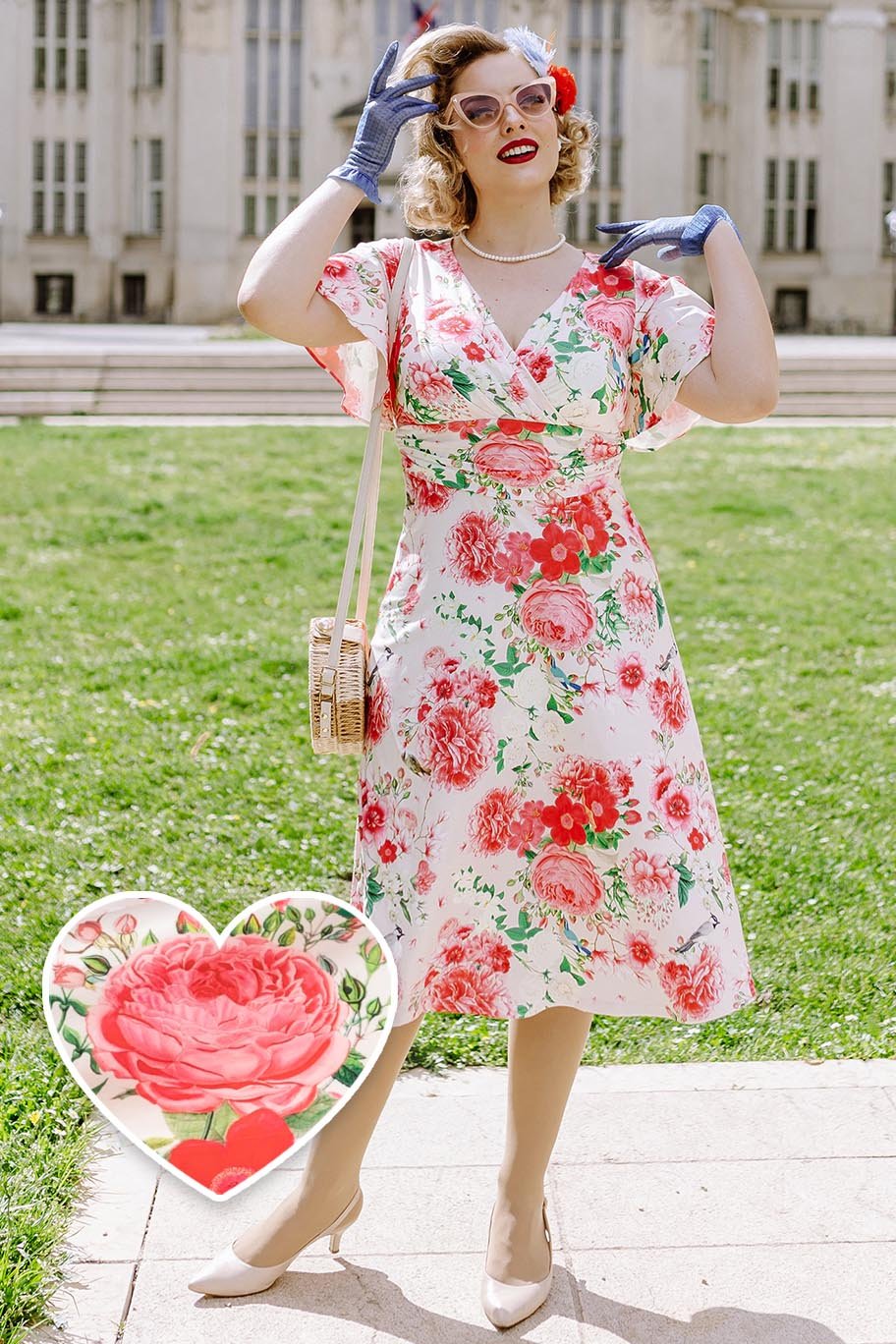 Crossover Bust Pink Floral Dress