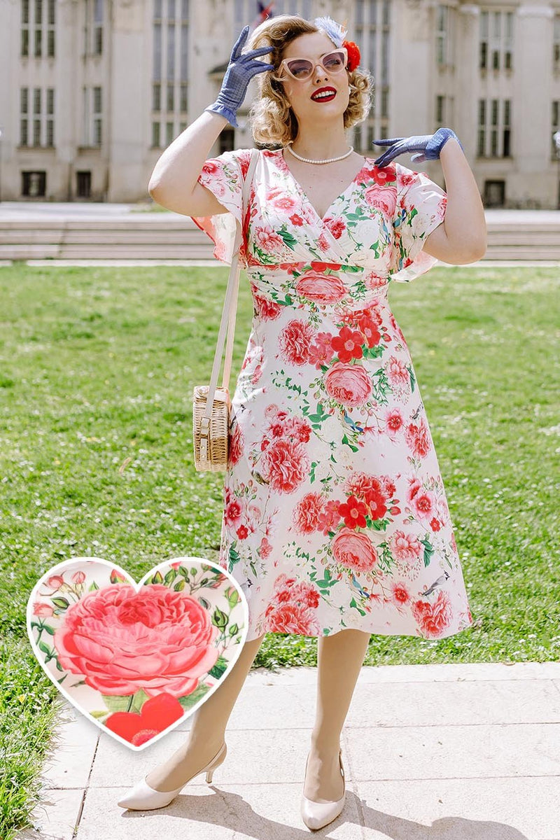 Crossover Bust Pink Floral Dress