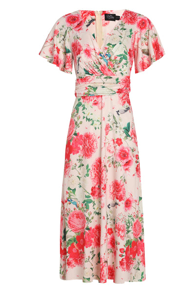 Crossover Bust Pink Floral Dress