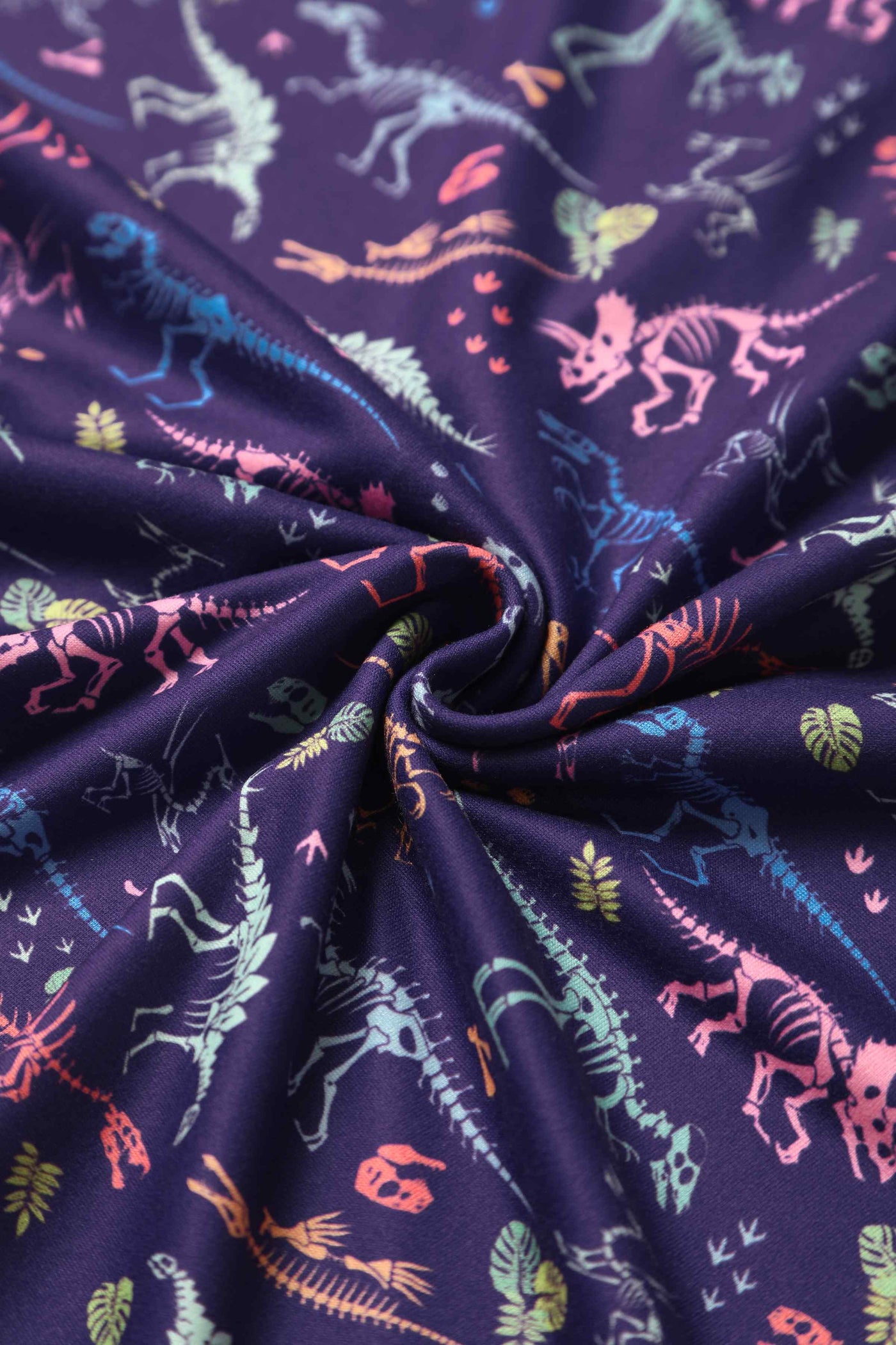 Purple Dinosaur Skeleton Fossil Fabric