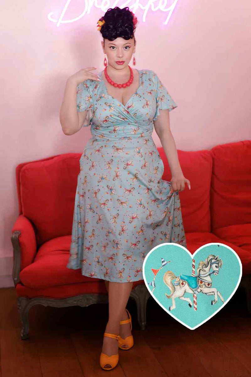 Crossover Bust Turquoise Carousel Dress