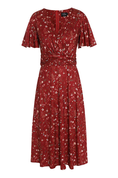 Burgundy Dainty Floral Tea Dress