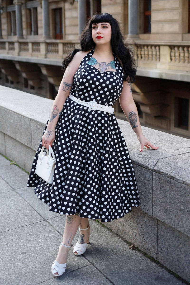 Rockabilly Black Polka Dot Halter Dress Rockabilly Black Polka Dot Halter Dress