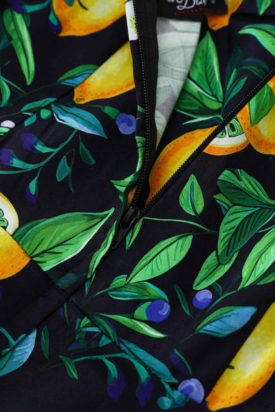 Close up view of Daisy Lemon Halter Dress In Black