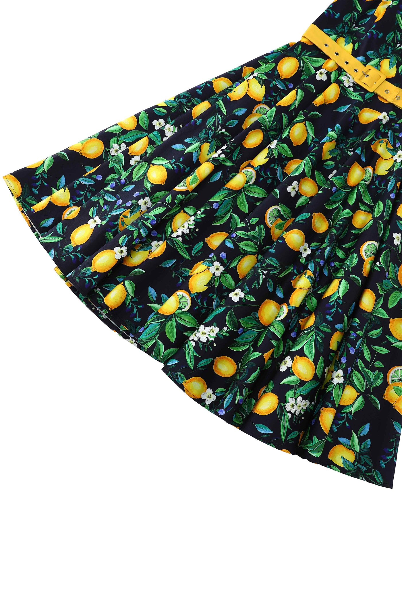 Close up view of Daisy Lemon Halter Dress In Black