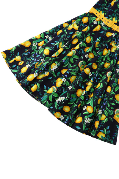 Close up view of Daisy Lemon Halter Dress In Black