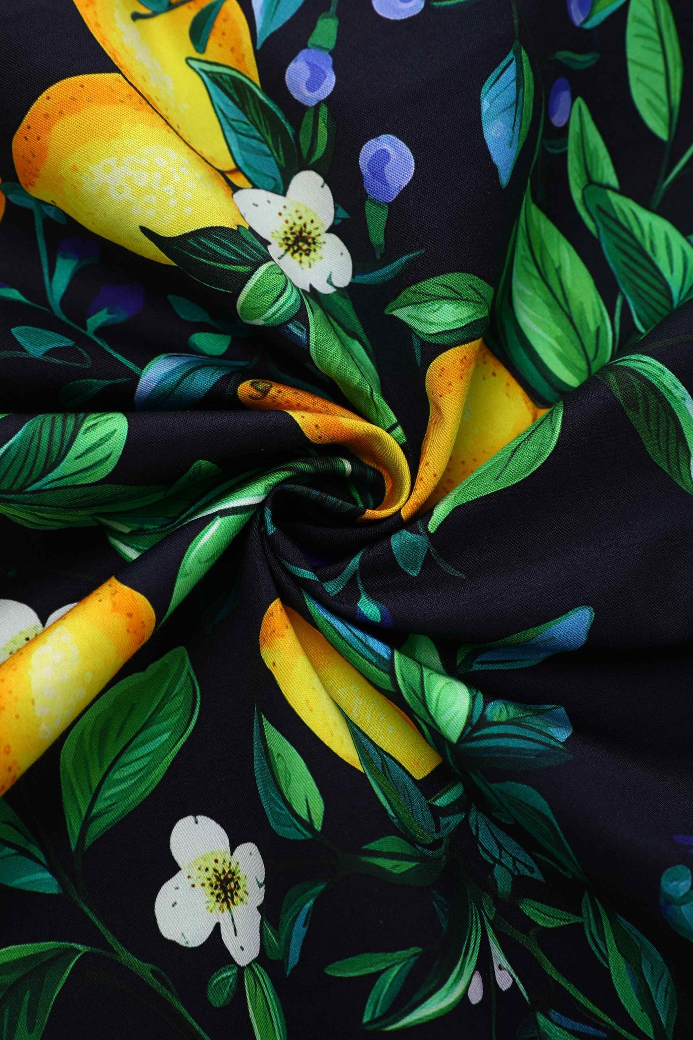Close up view of Daisy Lemon Halter Dress In Black