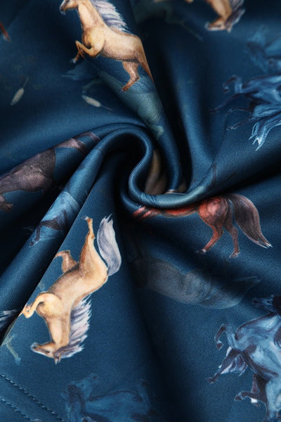 Close up view of Dark Blue Horse Swing Dress