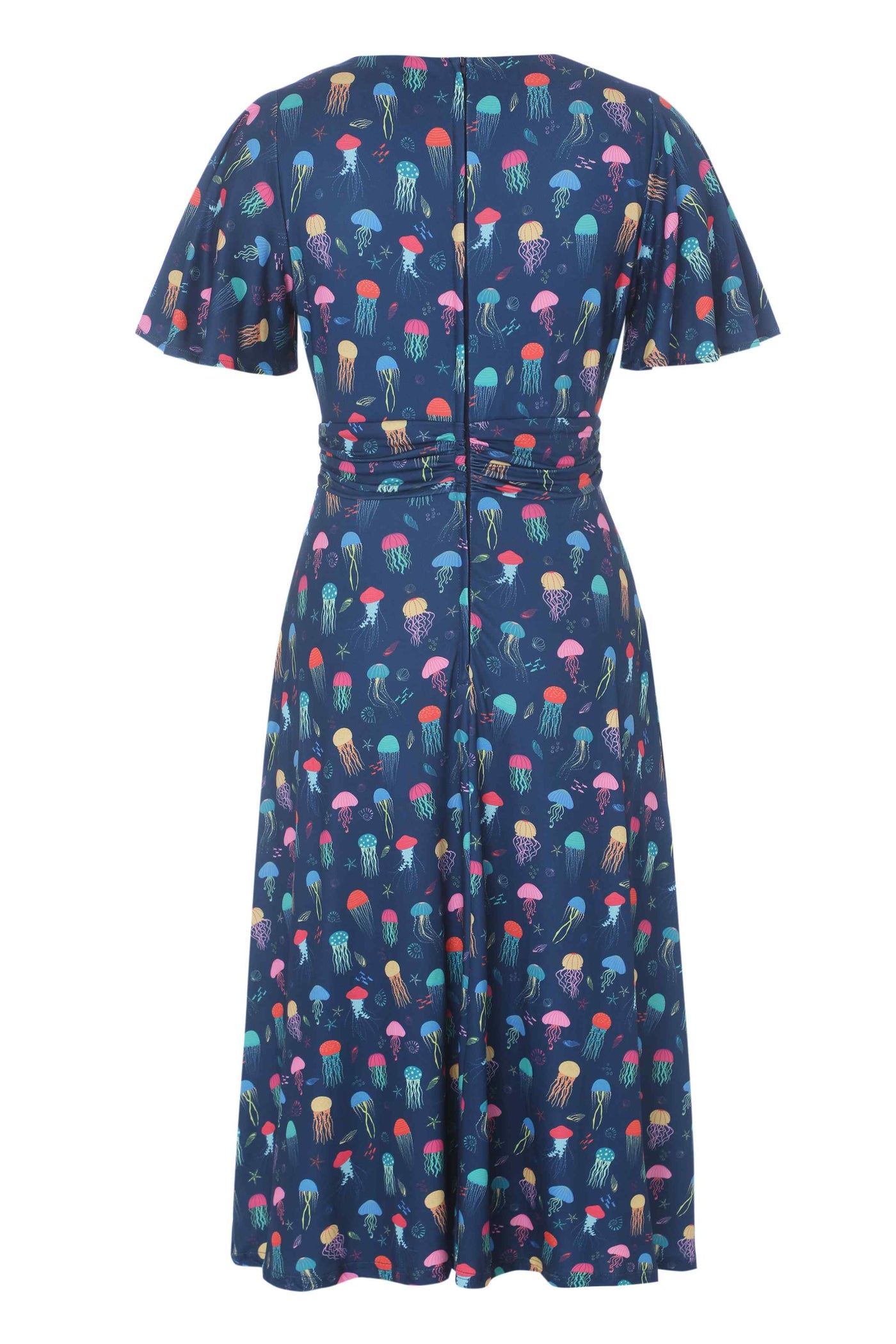 Back view of Dark Blue Jellyfish Tea Dress