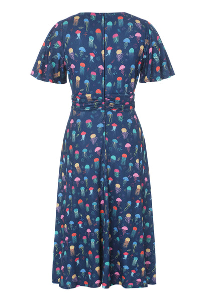 Back view of Dark Blue Jellyfish Tea Dress