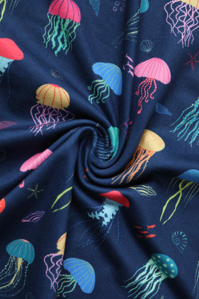 Close up view of Dark Blue Jellyfish Tea Dress